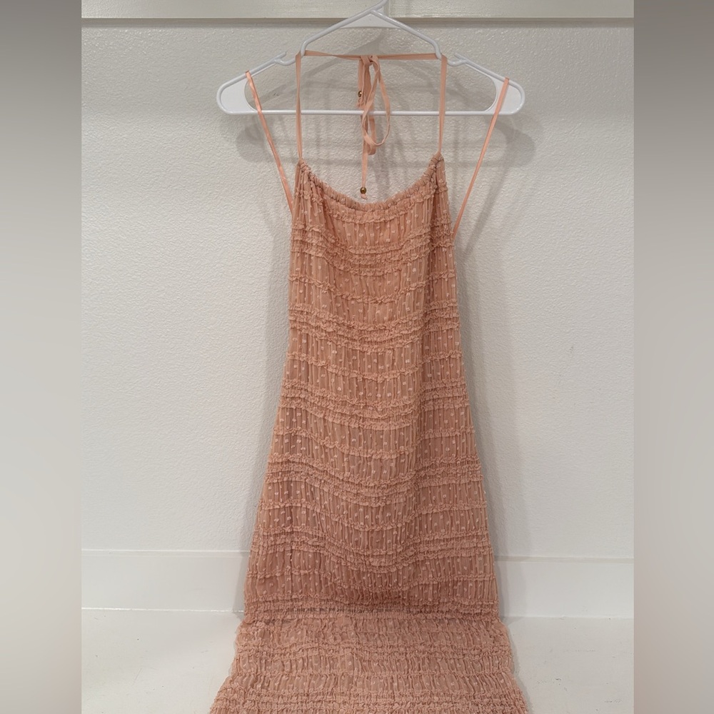 Halter Top Elegant Peach Textured Dress